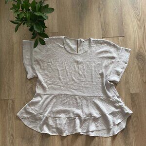 Tristan Slate Gray Flowy Short-Sleeve Blouse